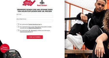 www.footlocker.de/gewinnen, Foot Locker Code eingeben, Foot Locker Gewinnspiel