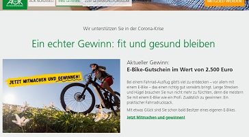 E-Bike Gutschein Gewinnspiel, AOK Gewinnspiel