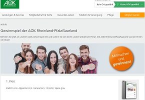 AOK iPad Pro Gewinnspiel, AOK Gewinnspiel