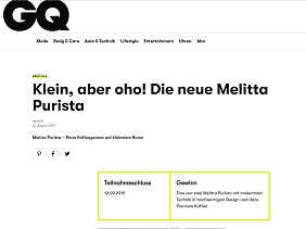 Melitta Kaffee-Vollautomat Gewinnspiel, GQ Gewinnspiel