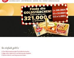 www.iglo.de/goldstaebchen, Iglo Goldstäbchen Gewinnspiel, Iglo Gewinnspiel