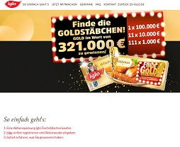 www.iglo.de/goldstaebchen, Iglo Goldstäbchen Gewinnspiel, Iglo Gewinnspiel