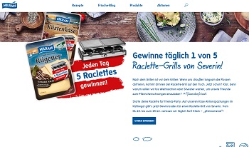 www.milram.de/raclette, Milram Code eingeben, Milram Gewinnspiel