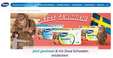 Zewa Code eingeben, Zewa Gewinnspiel