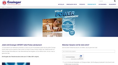 www.ensinger.de, Ensinger Code eingeben, Ensinger Gewinnspiel