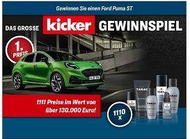 Ford Puma Gewinnspiel, Kicker Gewinnspiel