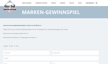 Traumbad Gewinnspiel, Oase Bad Gewinnspiel