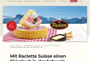 Skiurlaub Schweiz Gewinnspiel, Raclette Suisse Gewinnspiel