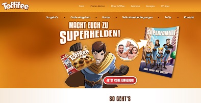 www.toffifee.de/kleine-superhelden, Toffifee Code eingeben, Toffifee Aktion