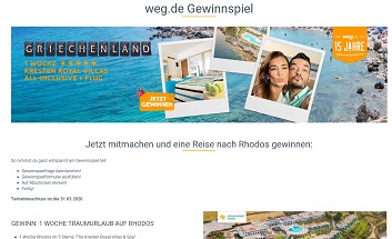 Rhodos Reise Gewinnspiel, weg.de Gewinnspiel