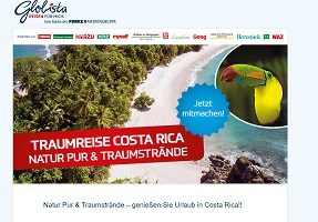 Costa Rica Reise Gewinnspiel, Globista Gewinnspiel