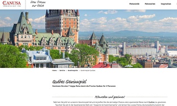 Kanada Reise Gewinnspiel, Canusa Gewinnspiel