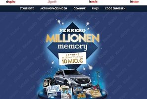 www.millionen-memory.de, Ferrero Code Gewinnspiel