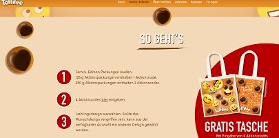 www.toffifee.com, Toffifee Code eingeben, Toffifee Aktion