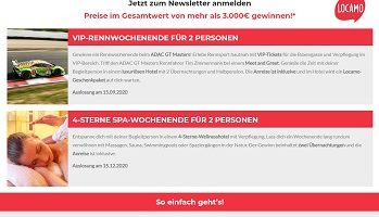 Locamo Newsletter Gewinnspiel, Locamo Gewinnspiel
