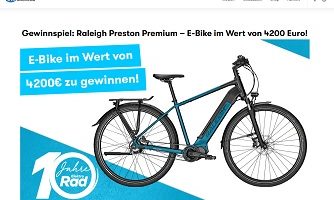 Raleigh E-Bike Gewinnspiel, Radfahren.de Gewinnspiel
