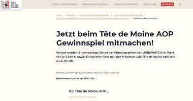 Aerowatch Chronograph Gewinnspiel, Schweizer Käse Gewinnspiel