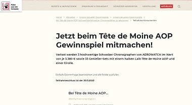 Aerowatch Chronograph Gewinnspiel, Schweizer Käse Gewinnspiel
