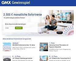 GMX Bargeld Gewinnspiel, GMX Gewinnspiel