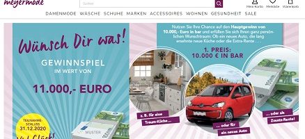 Meyer Mode Bargeld Gewinnspiel, Meyer Mode Gewinnspiel