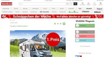 Wohnmobil Reise Gewinnspiel, Weltbild Gewinnspiel
