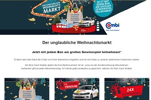 combi.de/weihnachten, Combi Code eingeben, Combi Gewinnspiel