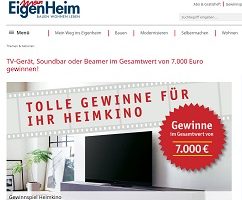Panasonic TV Gewinnspiel, Mein EigenHeim Gewinnspiel