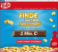 KitKat Pausenlotterie, KitKat Code engeben, Gewinnspiel, KitKat Gewinnspiel