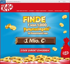 KitKat Pausenlotterie, KitKat Code engeben, Gewinnspiel, KitKat Gewinnspiel