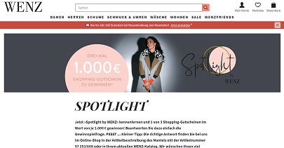 Wenz Gutschein Gewinnspiel, Wenz Gewinnspiel