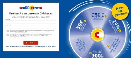 gewinnen.schuhcenter.de, Gewinnspiel, Schuhcenter Gewinnspiel