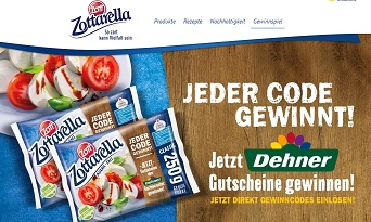 Zottarella Code eingeben, Zottarella Gewinnspiel