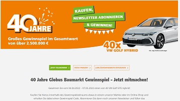 www.globus-baumarkt.de/40-jahre-gewinnspiel, Globus Code eingeben, Globus Baumarkt Gewinnspiel, Globus Gewinnspiel