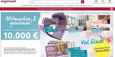 Meyer Mode Bargeld Gewinnspiel, Meyer Mode Gewinnspiel