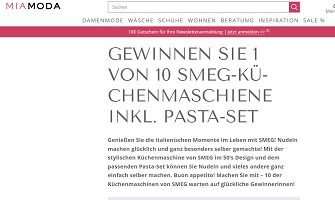 Smeg Küchenmaschine Gewinnspiel, MiaModa Gewinnspiel