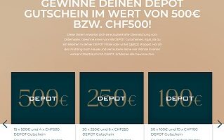 Depot Gutschein Gewinnspiel, Depot Gewinnspiel
