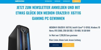 Medion Newsletter Gewinnspiel, Medion Gewinnspiel