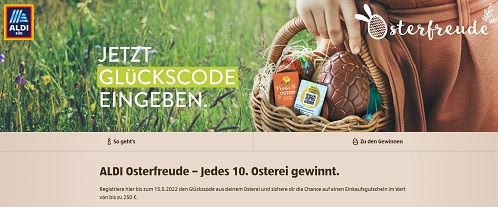 Aldi Glückscode eingeben, aldi-osterfreude.de, aldi-osterfreude.de