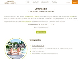 Familienurlaub Gewinnspiel, Ahorn Hotels Gewinnspiel