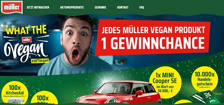 Müller Kassenbon hochladen, Müller Vegan Gewinnspiel