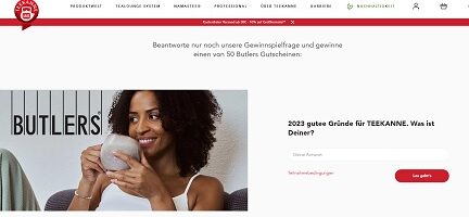 Butlers Gutschein Gewinnspiel, Teekanne Gewinnspiel