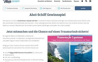 Kanaren Kreuzfahrt Gewinnspiel, Ahoi Schiff Gewinnspiel